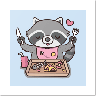 Funny Raccoon Getting Ready To Eat Trash Food Posters and Art